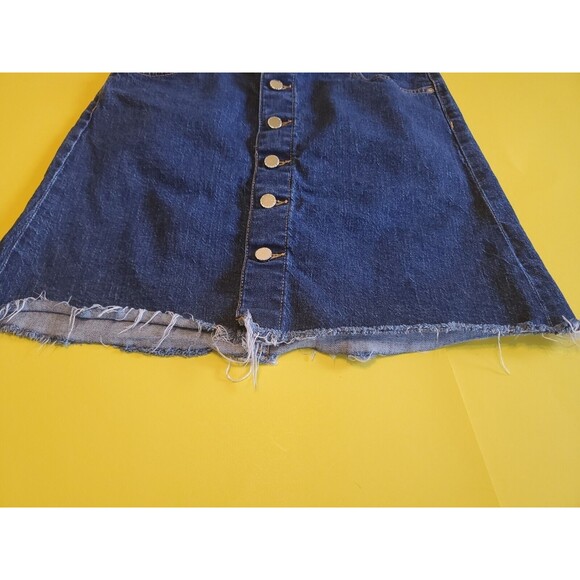 Womens Size 10 Raw Hem Skirt Button Denim Short Above Knee Dark Wash By H&M - Picture 9 of 9